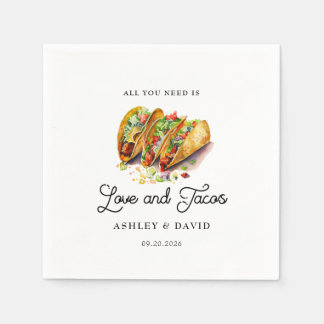 Serviette En Papier Love et Tacos | Fête de Fiançailles