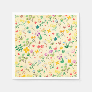 Serviette En Papier Love Garden Spring Fleurs & Coeurs Anniversaire Fê
