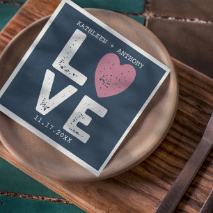 Serviette En Papier LOVE Graphic Minimalist Typewriter Police Mariage 