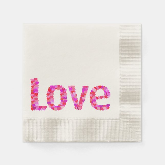 Serviette En Papier LOVE Heart Text Napkins (Devant)