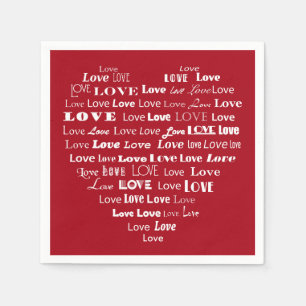 Serviette En Papier Love Heart Word