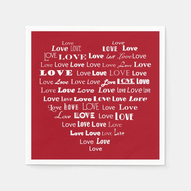 Serviette En Papier Love Heart Word (Devant)