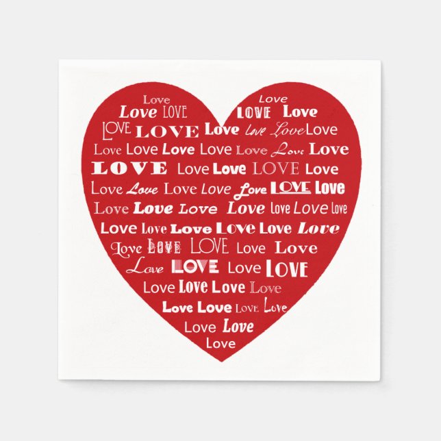 Serviette En Papier Love Heart Word (Devant)
