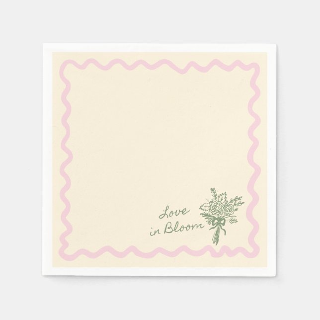Serviette En Papier Love in Bloom Sage Pink Bridal Shower (Devant)