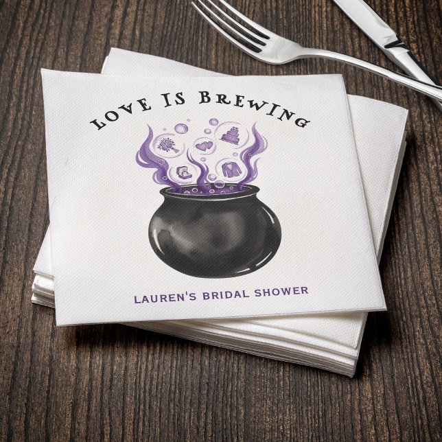 Serviette En Papier Love is Brewing Cauldron Halloween Bridal Shower (Love is Brewing Cauldron Halloween Bridal Shower Napkins
)
