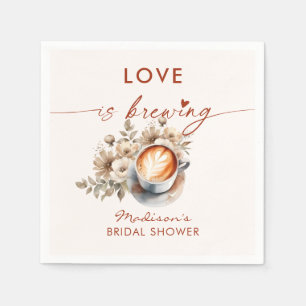 Serviette En Papier Love Is Brewing Floral Coffee Enterrement de Vie d