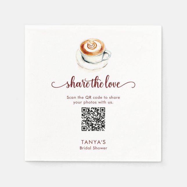 Serviette En Papier Love is Brewing Share the Love Photos QR Code (Devant)