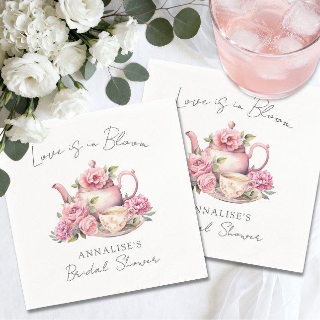 Serviette En Papier Love Is In Bloom Tea Floral Bridal Shower (Love Is In Bloom Teal Floral Bridal Shower Napkins)