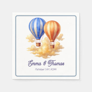 Serviette En Papier Love Is in the Air Hot Air Balloon Travel Mariage