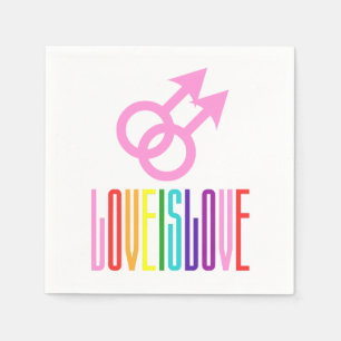 Serviette En Papier Love is Love Gay Relationship Sign Rainbow LGBT