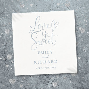 Serviette En Papier Love Is Sweet Elégant Moderne Mariage Bleu Poussié