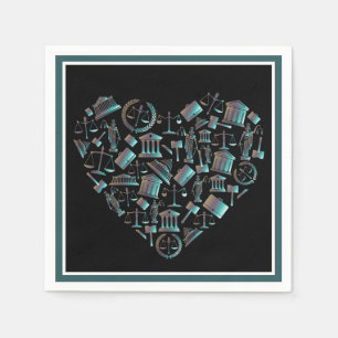 Serviette En Papier Love Law - Minimaliste Lunaire Vert Coeur