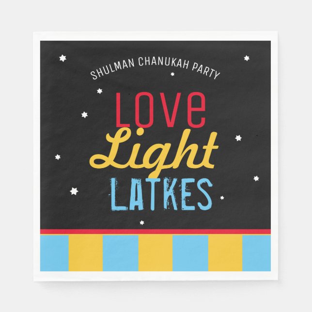 Serviette En Papier Love Light Latkes Black Hanoukka Drôle Citation (Devant)
