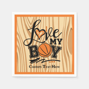 Serviette En Papier Love My Boy Basketball Sports Personnalisé