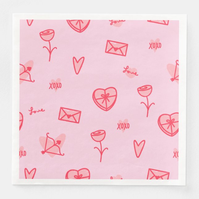 Serviette En Papier Love Notes & Sweet Traits Valentine's (Devant)