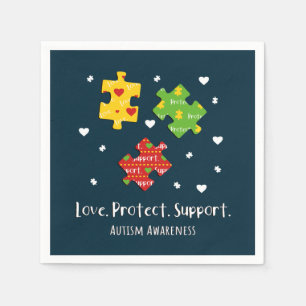 Serviette En Papier Love Protect Support Sensibilisation sur l'autisme