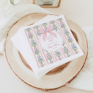 Serviette En Papier Love Shack Baby Pink Bow Rose Baby shower