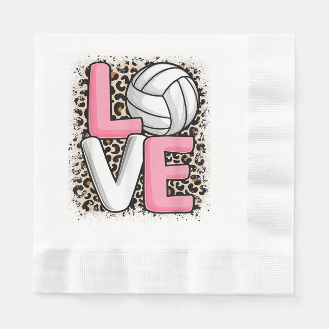 Serviette En Papier Love Volleyball Empreinte de léopard Filles Volley (Devant)