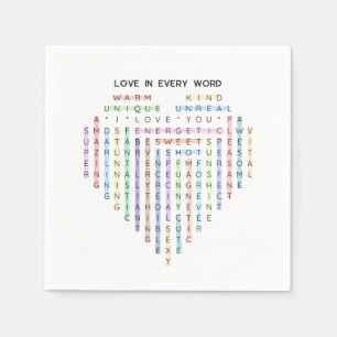 Serviette En Papier Love Word Quest - Puzzle du coeur - Je t'aime