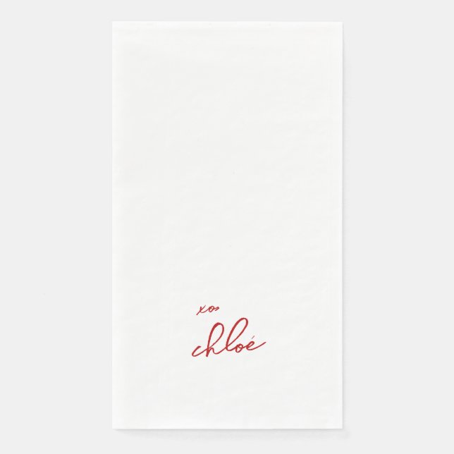 Serviette En Papier Love "Your Name" Typographie rouge (Devant)