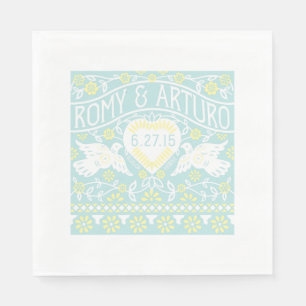 Serviette En Papier Lovebirds Papel Picado Style Napkin Customisé