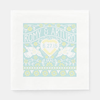 Serviette En Papier Lovebirds Papel Picado Style Napkin Customisé