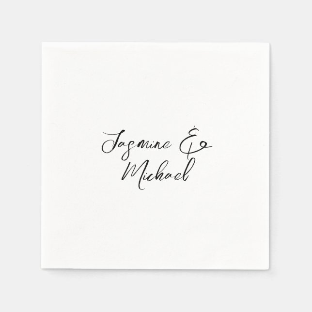 Serviette En Papier Lovely Chic Calligraphie Noms Mariages (Devant)