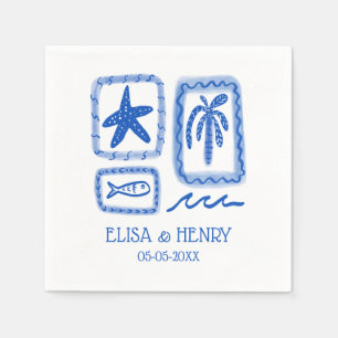 Serviette En Papier LoveNotes from Sea Cute Beach CUSTOM WEDDING