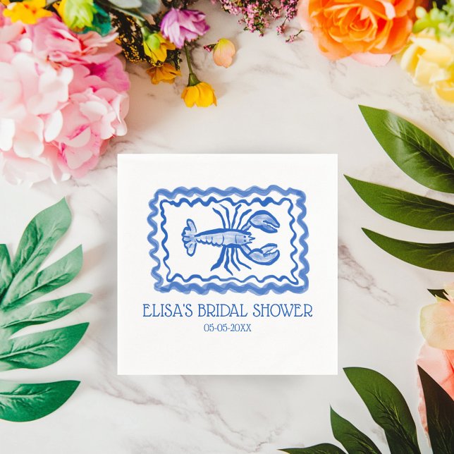 Serviette En Papier LoveNotes from Sea Lobster Fête des mariées PERSON (LoveNotes from Sea Lobster CUSTOM Bridal Shower Napkins
)