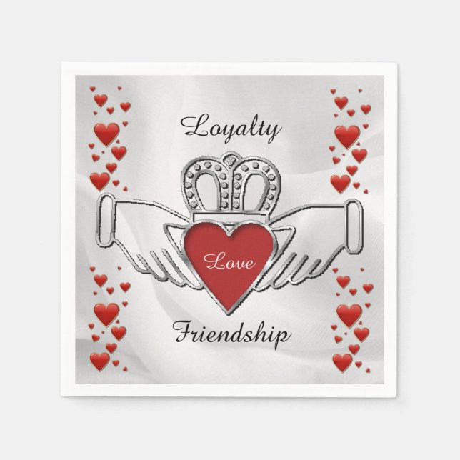 Serviette En Papier Loyauté Amitié Claddagh Napkins (Devant)