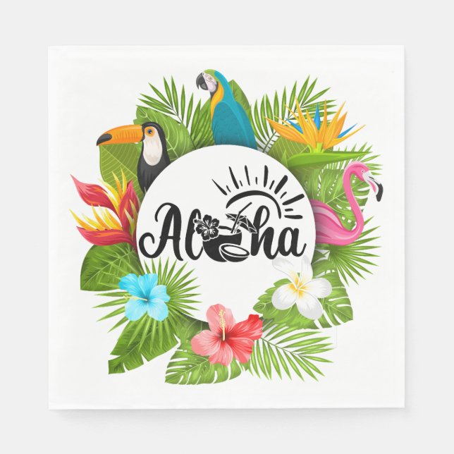 Serviette En Papier Luau Aloha  (Devant)
