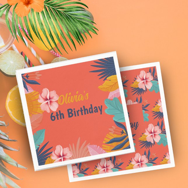 Serviette En Papier Luau aloha été tropical Anniversaire (Créateur téléchargé)
