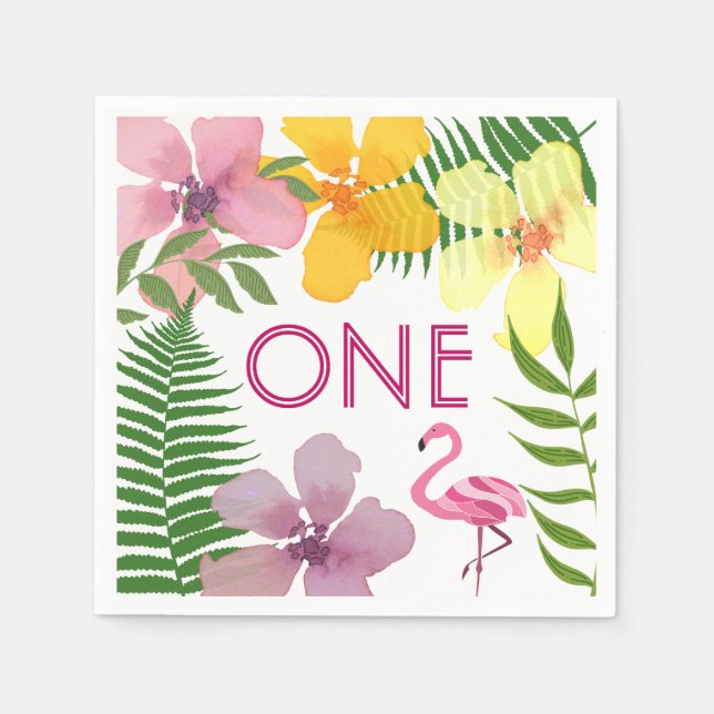 Serviette En Papier Luau Fleur Tropicale 1er Anniversaire (Devant)