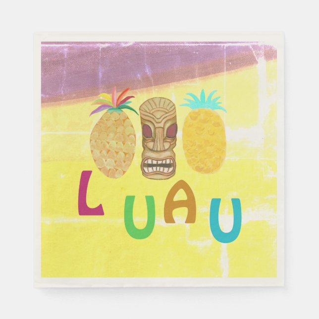 Serviette En Papier Luau Tiki Ananas d'été (Devant)