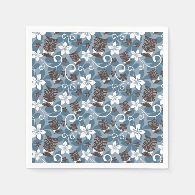 SERVIETTE EN PAPIER LUAU TIKI DESIGN (BLEU) (Devant)