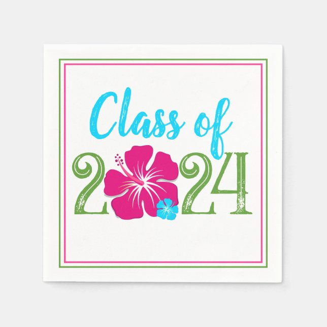 Serviette En Papier Luau Tropical Class of 2024 Graduation Paper (Devant)