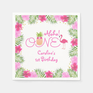 Serviette En Papier Luau Tropical Floral Girl 1er anniversaire