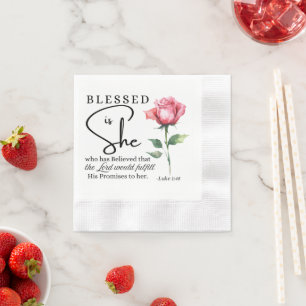 Serviette En Papier Luc 1:45 Béni est sa Fleur Rose