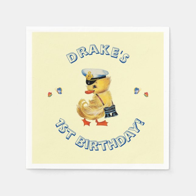 Serviette En Papier Lucky Canard 1er Anniversaire (Devant)