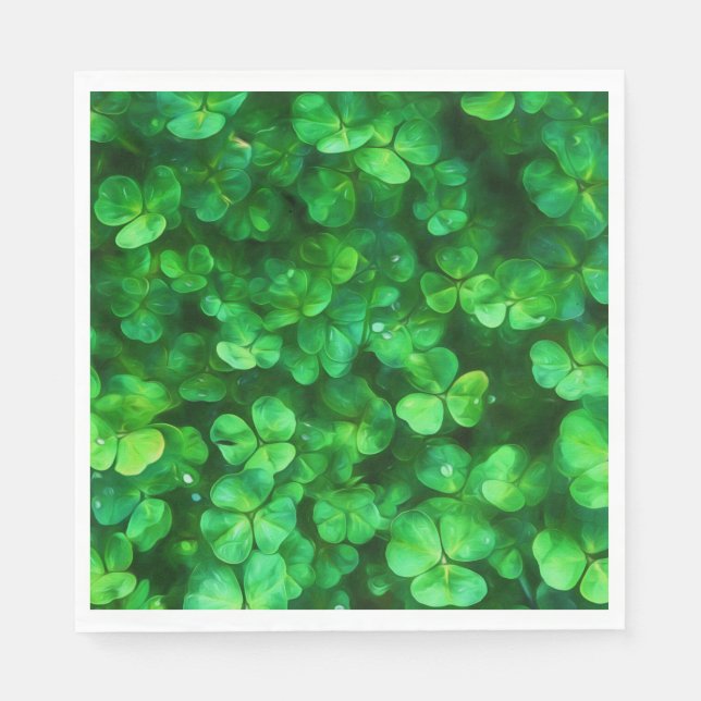 Serviette En Papier Lucky Celtic Irish Green Shamrocks (Devant)