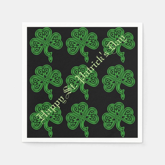 Serviette En Papier Lucky Celtic Motif Shamrock (Devant)