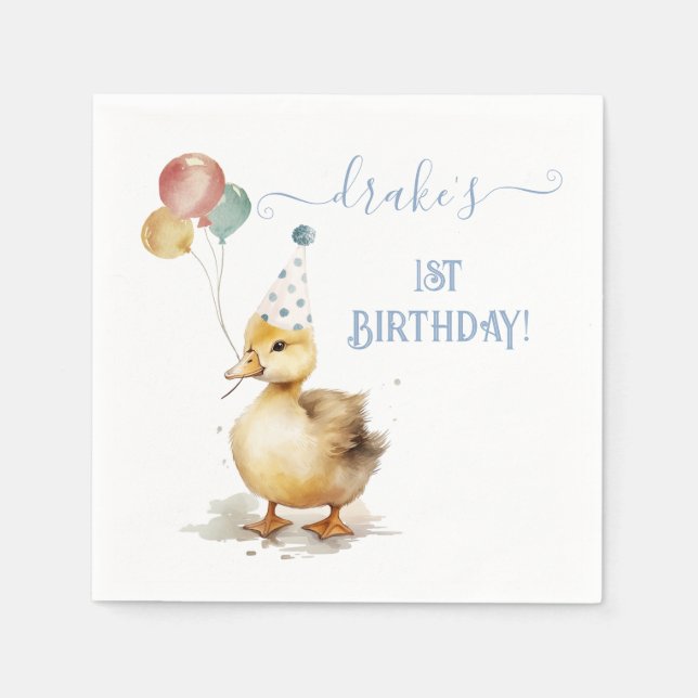 Serviette En Papier Lucky Duck 1ère fête d'anniversaire (Devant)