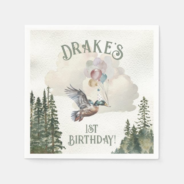 Serviette En Papier Lucky Duck 1ère fête d'anniversaire (Devant)