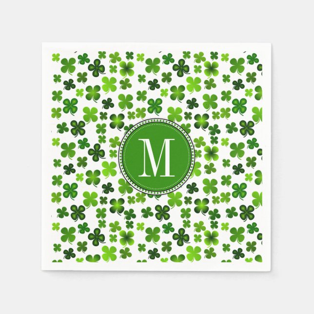 Serviette En Papier Lucky Four Leaf Clover Irlandais Saint Patrick's D (Devant)
