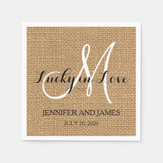 Serviette En Papier Lucky in Love Burlap Mariage Papier serviettes