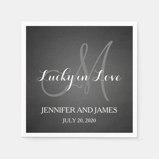 Serviette En Papier Lucky in Love Rustic Papier Mariage serviettes (Devant)
