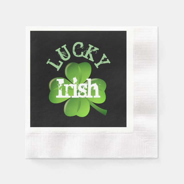 Serviette En Papier Lucky Irish Shamrock St patrick Party (Devant)