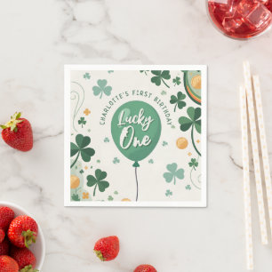 Serviette En Papier Lucky One 1er Anniversaire St Patricks Day Trèfle