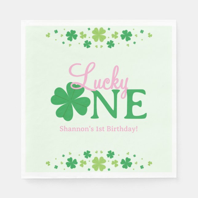 Serviette En Papier Lucky One First 1st Birthday Party (Devant)