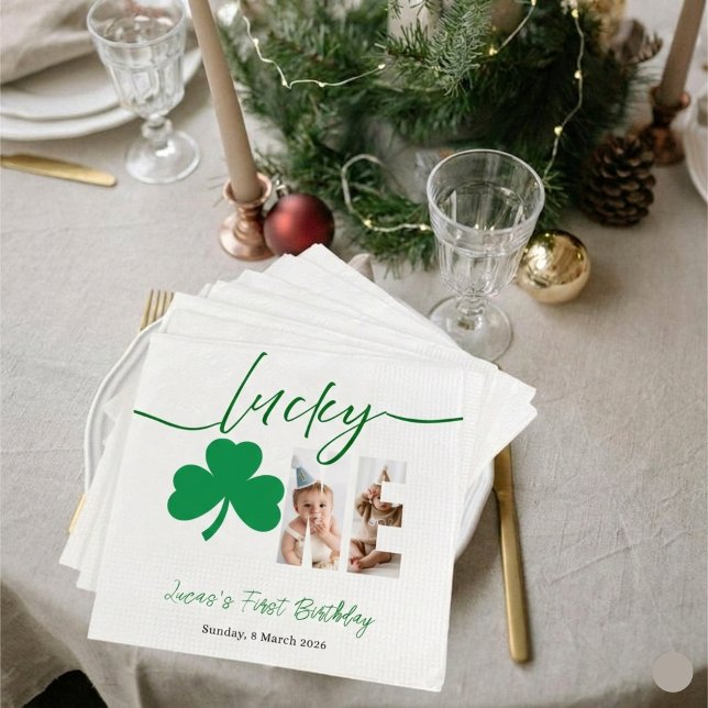 Serviette En Papier Lucky One First Birthday Personalized Shamrock Par (Créateur téléchargé)